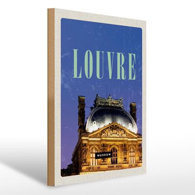 Cartello in legno da viaggio 30x40 cm Regalo di destinazione di viaggio del Museo del Louvre