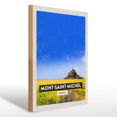 Panneau en bois voyage 30x40cm Mont-Saint-Michel France Cathédrale