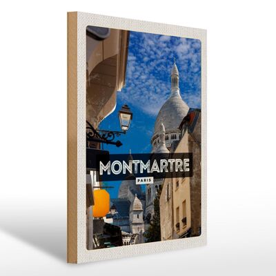 Cartel de madera viaje 30x40cm Montmartre París centro ciudad