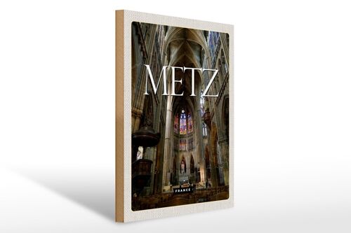 Holzschild Reise 30x40cm Metz France Kathedrale Reiseziel