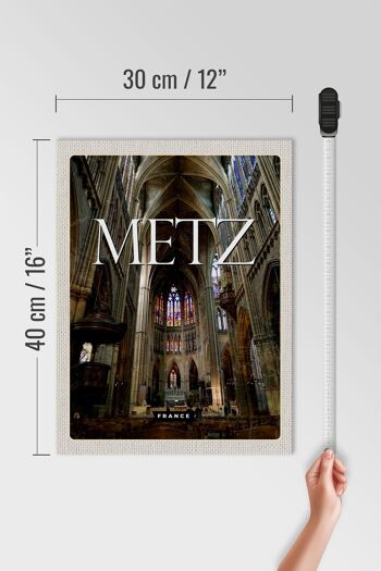 Panneau en bois voyage 30x40cm Metz France cathédrale destination voyage 4