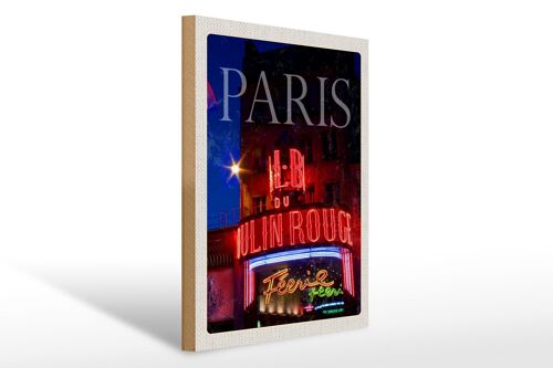Holzschild Reise 30x40cm Paris Moulin Rouge Varietï¿½