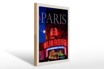 Panneau en bois voyage 30x40cm Paris Moulin Rouge Varietï¿½ 1
