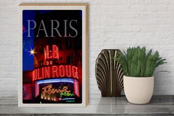 Panneau en bois voyage 30x40cm Paris Moulin Rouge Varietï¿½ 3