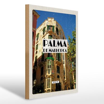 Cartel de madera viaje 30x40cm Palma de Mallorca España casco antiguo