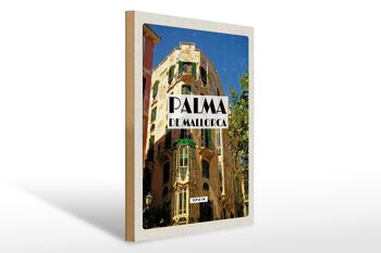 Panneau en bois voyage 30x40cm Palma de Majorque Espagne vieille ville 1