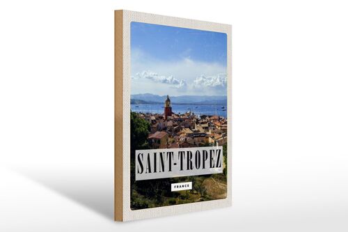 Holzschild Reise 30x40cm Saint-Tropez France Panorama Poster