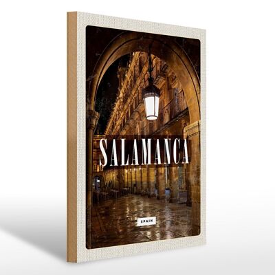 Holzschild Reise 30x40cm Salamanca Spain Architektur Retro