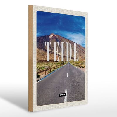 Panneau en bois voyage 30x40cm Teide Espagne élévation rétro cadeau