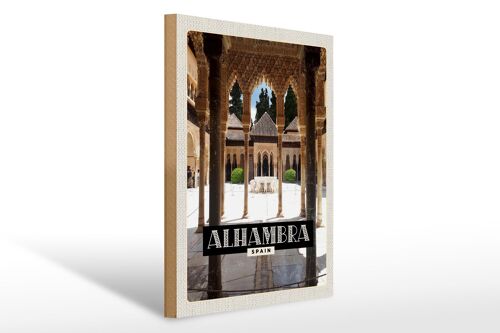 Holzschild Reise 30x40cm Alhambra Spain Tourismus Urlaub