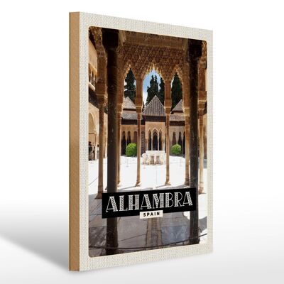 Holzschild Reise 30x40cm Alhambra Spain Tourismus Urlaub