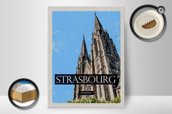 Panneau en bois voyage 30x40cm Strasbourg France cadeau cathédrale 2