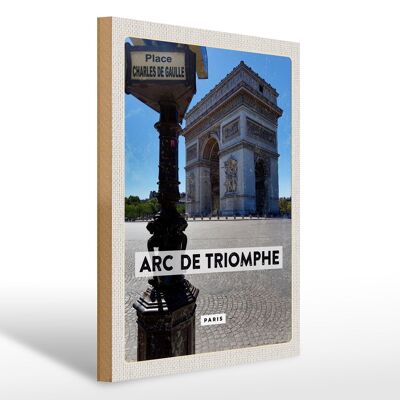 Holzschild Reise 30x40cm Arc de Triomphe Paris Seitenansicht