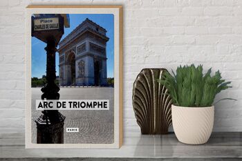 Panneau en bois voyage 30x40cm Arc de Triomphe Paris vue latérale 3