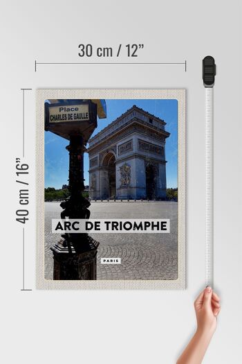 Panneau en bois voyage 30x40cm Arc de Triomphe Paris vue latérale 4