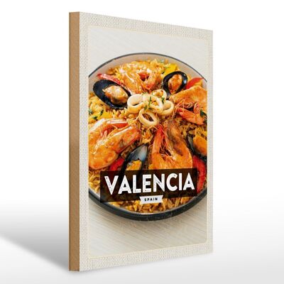 Wooden sign travel 30x40cm Valencia Spain fish seafood