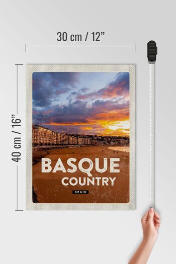 Panneau en bois voyage 30x40cm Pays Basque Espagne Coucher de soleil 4