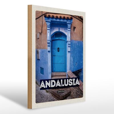 Cartello in legno da viaggio 30x40 cm Andalusia Spagna retrò centro storico
