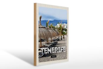 Panneau en bois voyage 30x40cm Tenerife Espagne vacances plage palmiers 1