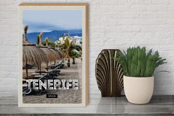 Panneau en bois voyage 30x40cm Tenerife Espagne vacances plage palmiers 3