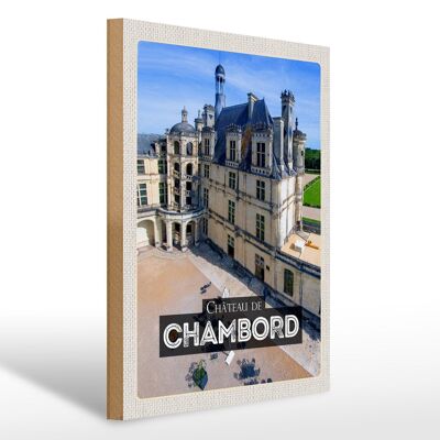 Panneau en bois voyage 30x40cm Château de Chambord cadeau château