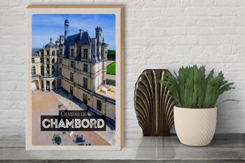 Panneau en bois voyage 30x40cm Château de Chambord cadeau château 3