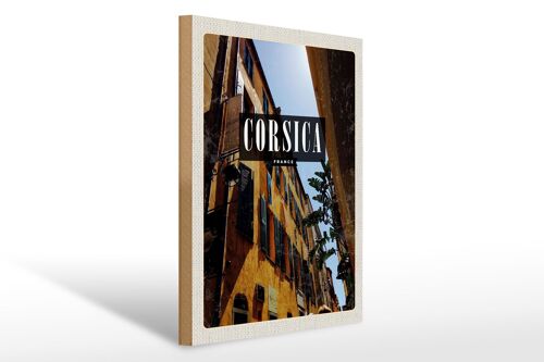 Holzschild Reise 30x40cm Corsica France Retro Altstadt Geschenk