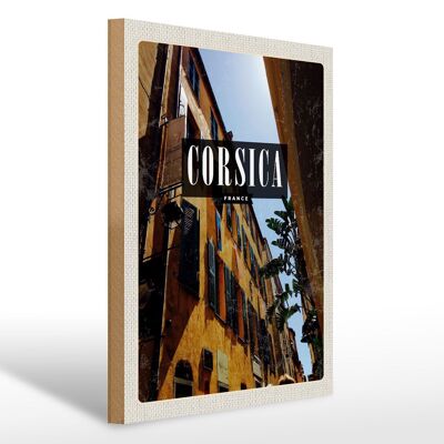 Cartello in legno da viaggio 30x40 cm Corsica Francia regalo retrò città vecchia