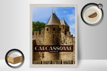 Panneau en bois voyage 30x40cm Carcassonne Franca Patrimoine Mondial 2