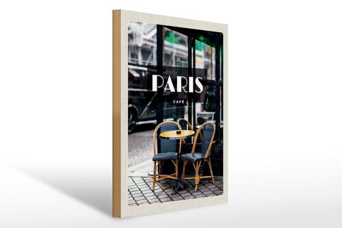 Holzschild Reise 30x40cm Paris Cafe Retro Reiseziel Poster