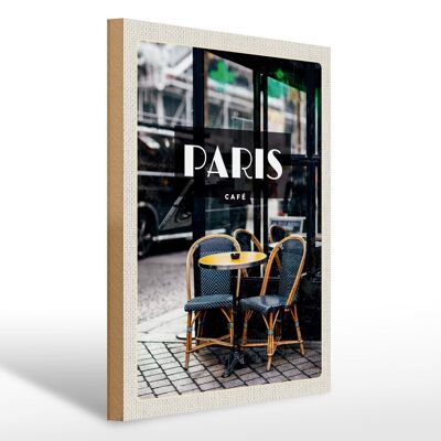 Wooden sign travel 30x40cm Paris Cafe Retro travel destination poster