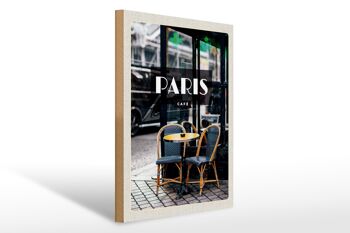 Panneau en bois voyage 30x40cm, affiche de Destination de voyage rétro café Paris 1
