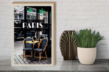 Panneau en bois voyage 30x40cm, affiche de Destination de voyage rétro café Paris 3