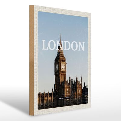 Letrero de madera Viaje 30x40cm Londres Reino Unido Big Ben Bell Regalo