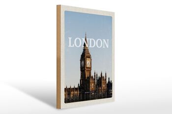 Panneau en bois voyage 30x40cm Londres UK Big Ben Bell cadeau 1