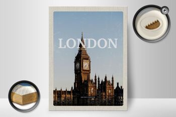 Panneau en bois voyage 30x40cm Londres UK Big Ben Bell cadeau 2