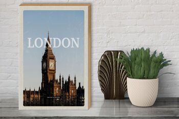 Panneau en bois voyage 30x40cm Londres UK Big Ben Bell cadeau 3