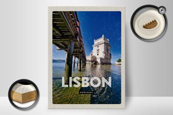 Panneau en bois voyage 30x40cm Lisbonne Portugal destination de voyage en mer vacances 2