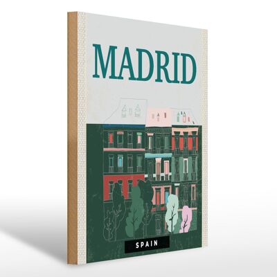 Holzschild Reise 30x40cm Madrid Spain Erinnerungen Retro