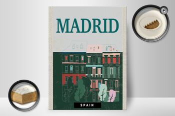 Panneau en bois voyage 30x40cm Madrid Espagne souvenirs rétro 2