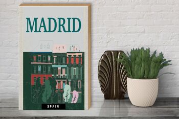 Panneau en bois voyage 30x40cm Madrid Espagne souvenirs rétro 3