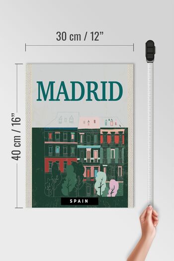 Panneau en bois voyage 30x40cm Madrid Espagne souvenirs rétro 4