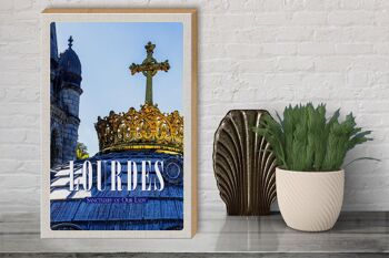 Panneau en bois voyage 30x40cm Lourdes Sanctuaire Notre-Dame cadeau 3