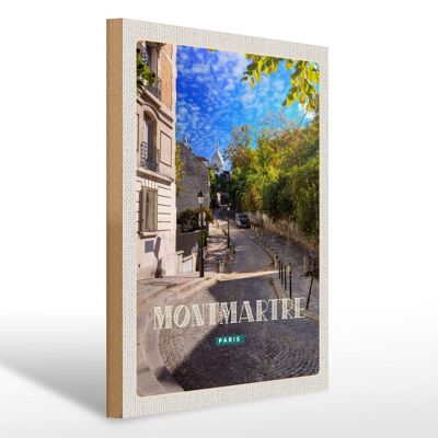 Cartello in legno da viaggio 30x40 cm Via Montmartre Parigi