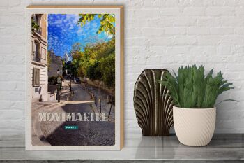 Panneau en bois voyage 30x40cm rue Montmartre Paris 3