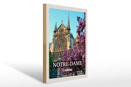 Holzschild Reise 30x40cm Notre-Dame de paris Reiseziel Urlaub