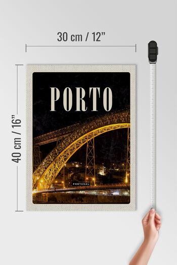 Panneau en bois voyage 30x40cm Pont de Porto Portugal photo de nuit 4