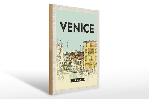 Holzschild Reise 30x40cm Venice Italy malerisches Bild Geschenk