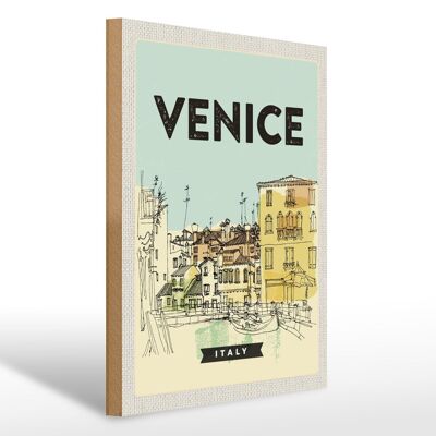 Cartello in legno da viaggio 30x40 cm Venezia Italia immagine pittoresca regalo