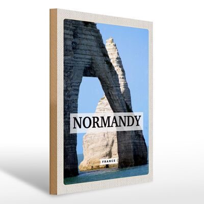 Cartello in legno da viaggio 30x40 cm Regalo di destinazione di viaggio Normandia Francia